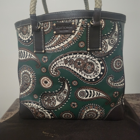 New Kate Spade Large Green Coated/Leather & Dustbag - Picture 16 of 16